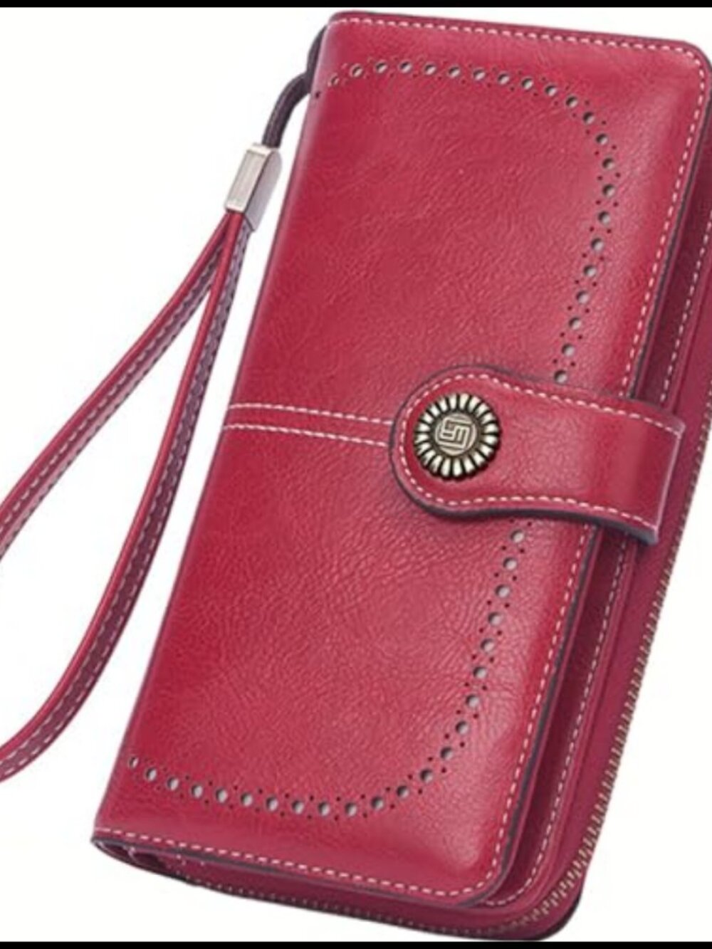 Leather Crossbody Wallet Wristlet with Phone Purse & Double Zipper